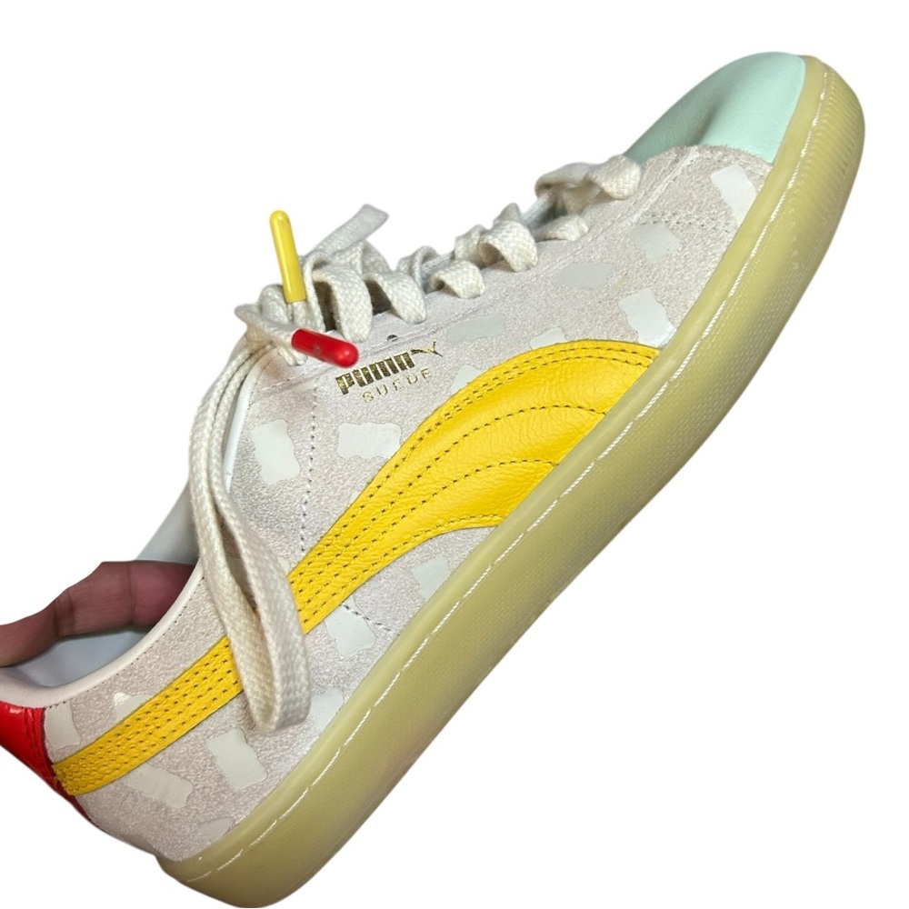 Puma Cream, Yellow & Mint Low-Top Sneakers